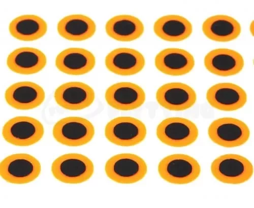 Funky Hot Orange Tape Eyes Pack 50 - Funky Fly Tying